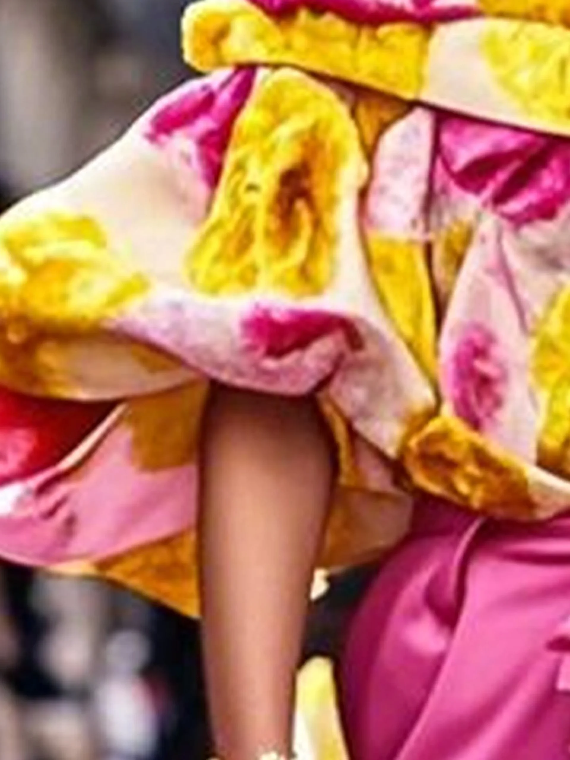 Satin Elegant Floral Printing Off The Shoulder Balloon Sleeve Blouse
