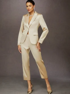 Satin Elegant Straight Pants No Scarf
