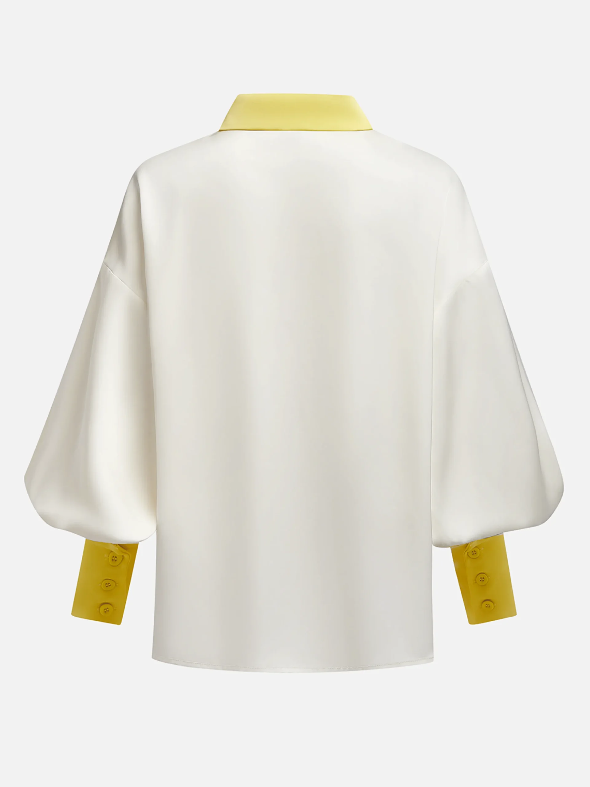 Satin Urban Balloon Sleeve Color Block Shirt