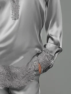 Satin Urban Plain Split Joint Polo Collar Blouse