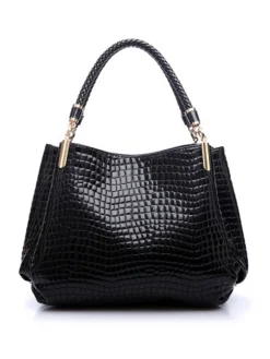 Shiny Crocodile Faux Leather Urban Commuter Handbag