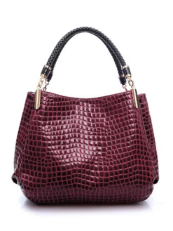 Shiny Crocodile Faux Leather Urban Commuter Handbag