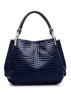 Shiny Crocodile Faux Leather Urban Commuter Handbag