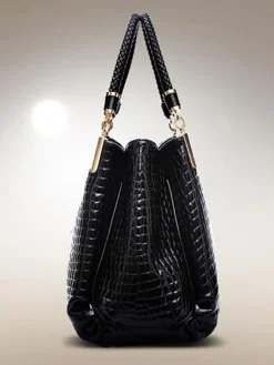Shiny Crocodile Faux Leather Urban Commuter Handbag