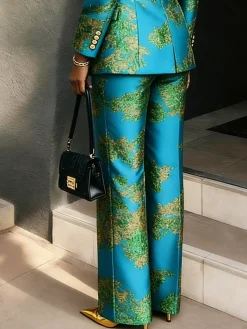 Stylewe Women Elegant High Waist Wide Leg Pants Random Print Social Spring
