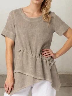 STYLE WE x CHILLINEN | Linen Casual Plain Asymmetric linen-cotton Blouse