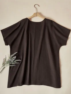 STYLE WE x CHILLINEN | Linen Cotton And Linen Crew Neck Plain Blouse