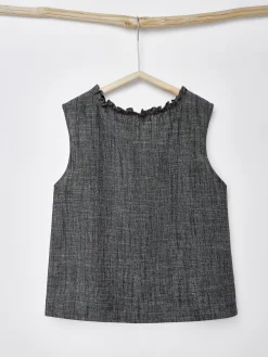 STYLE WE x CHILLINEN |V Neck Linen Loose Cotton And Linen Tank Top
