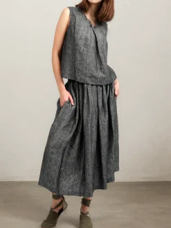STYLE WE x CHILLINEN |V Neck Linen Loose Cotton And Linen Tank Top