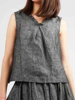STYLE WE x CHILLINEN |V Neck Linen Loose Cotton And Linen Tank Top