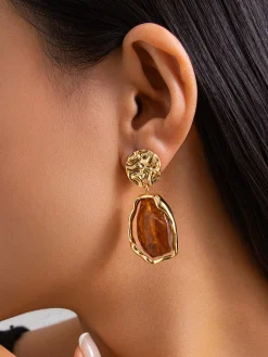 Stylish Metallic Pleated Earrings