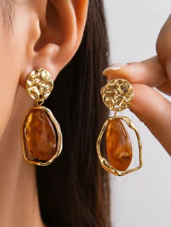 Stylish Metallic Pleated Earrings