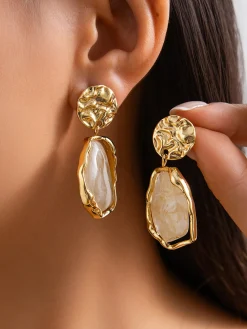 Stylish Metallic Pleated Earrings