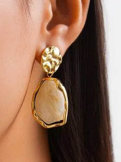Stylish Metallic Pleated Earrings
