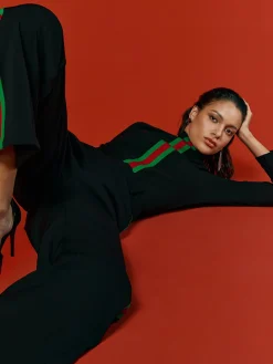 Turtleneck Tight Urban Color Block Long Sleeve T-Shirt