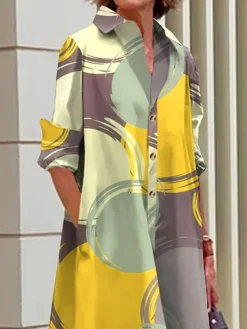 Urban Abstract Polka Dots Shirt Dress
