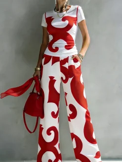 Urban Abstract Print Relaxed Pants