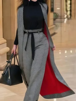 Urban Buttoned Herringbone Cross Neck Vest