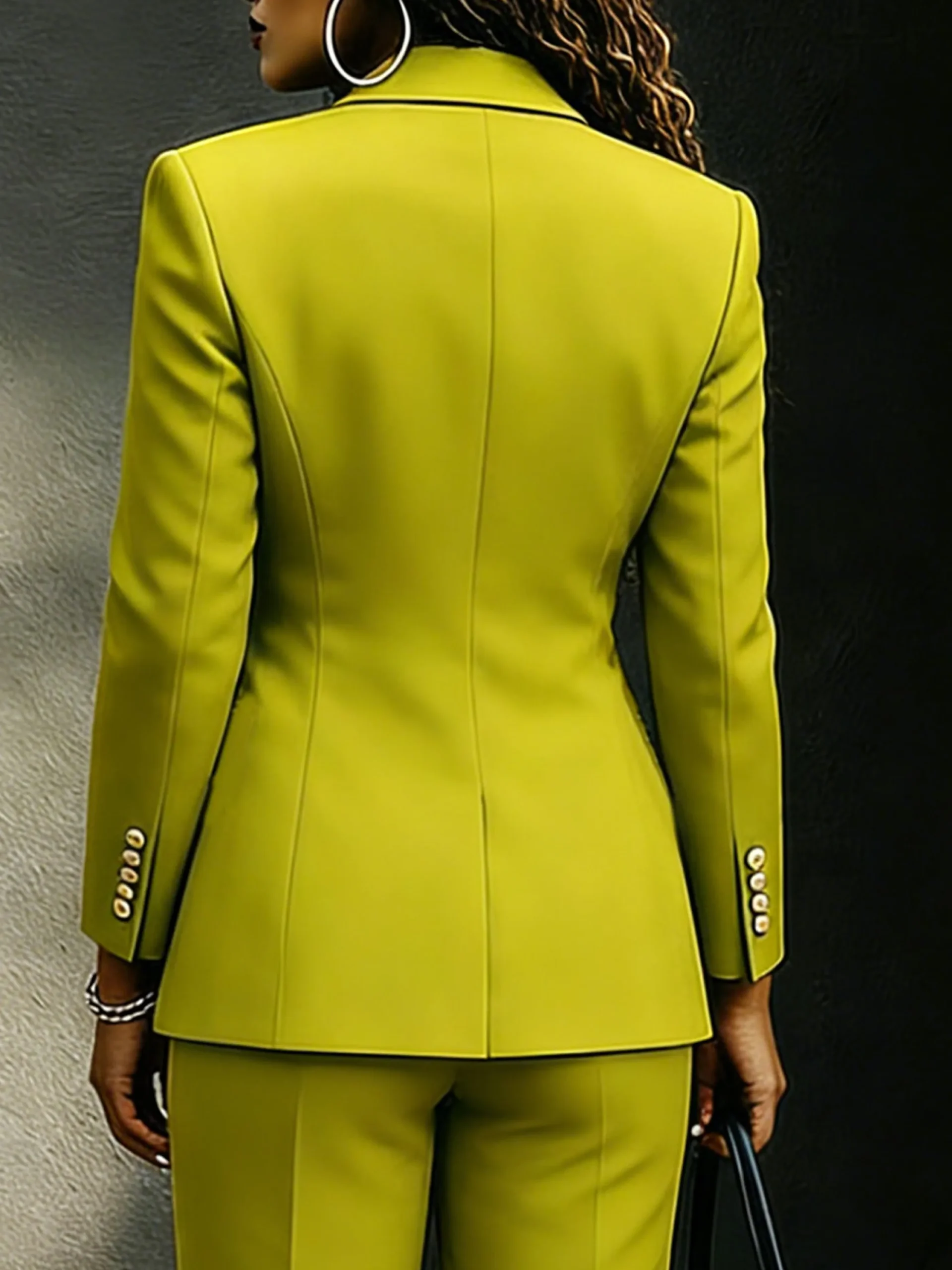 Urban Buttoned Plain Lapel Collar Blazer