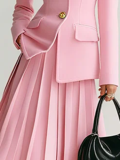 Urban Buttoned Plain Midi Skirt
