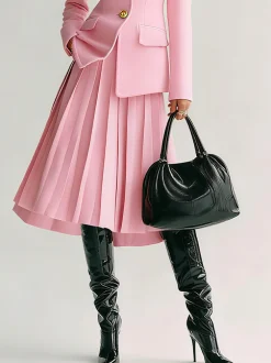 Urban Buttoned Plain Midi Skirt