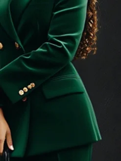 Urban Buttoned Velvet Lapel Collar Blazer