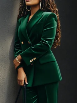 Urban Buttoned Velvet Lapel Collar Blazer