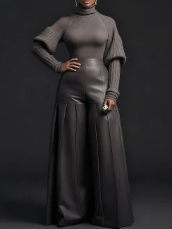 Urban Classic Wide-Leg Faux Leather Pants