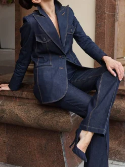 Urban Color Block Denim Straight Jeans