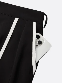 Urban Color-Block Piping Straight-Leg Pants