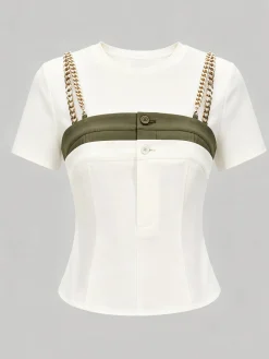 Urban Color Block Split Joint Crew Neck T-shirt