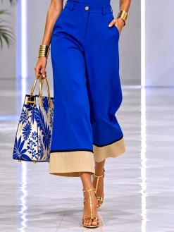 Urban Color Block Split Joint Wide Leg Pants