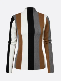 Urban Color Block Stand Collar Sweater