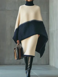 Urban Color Block Sweater Skirt