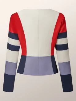 Urban Color Block V Neck Jacket