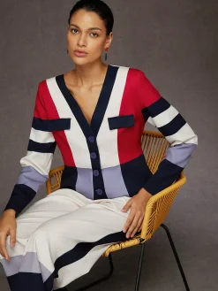 Urban Color Block V Neck Jacket