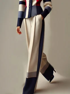 Urban Color Block Wide Leg Pants