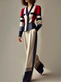 Urban Color Block Wide Leg Pants