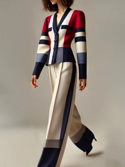 Urban Color Block Wide Leg Pants