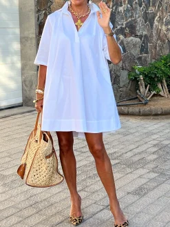Urban Daily Loose Plain Shirt Dress