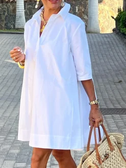 Urban Daily Loose Plain Shirt Dress