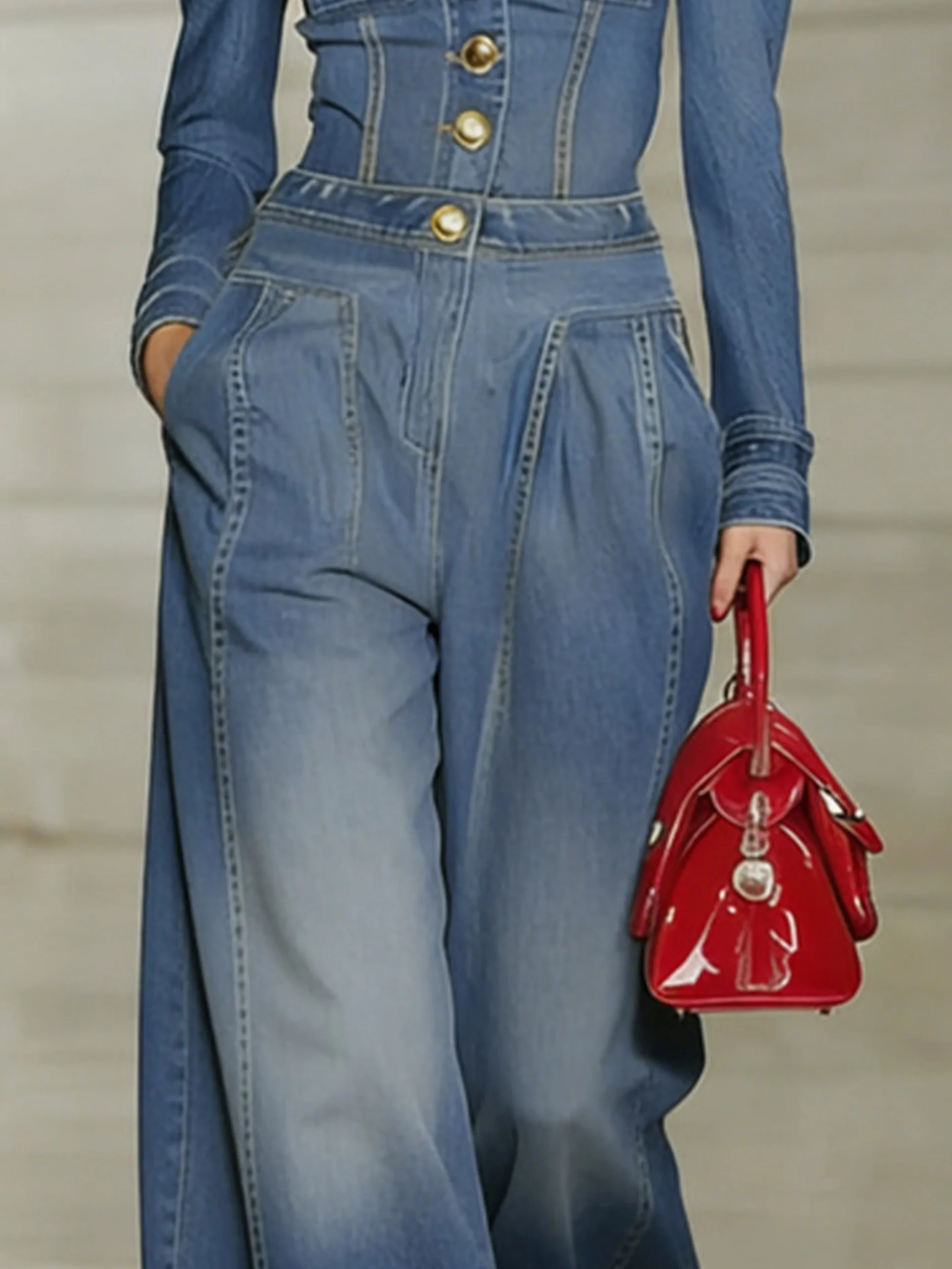 Urban Denim Plain Wide Leg Jeans