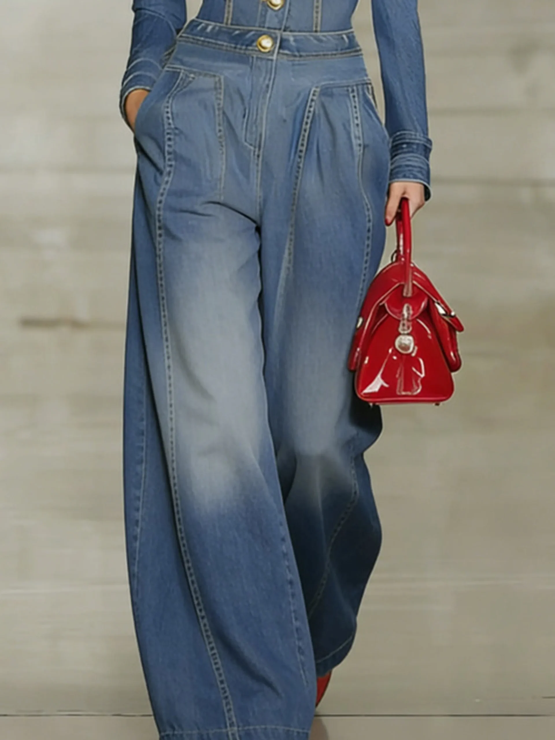 Urban Denim Plain Wide Leg Jeans