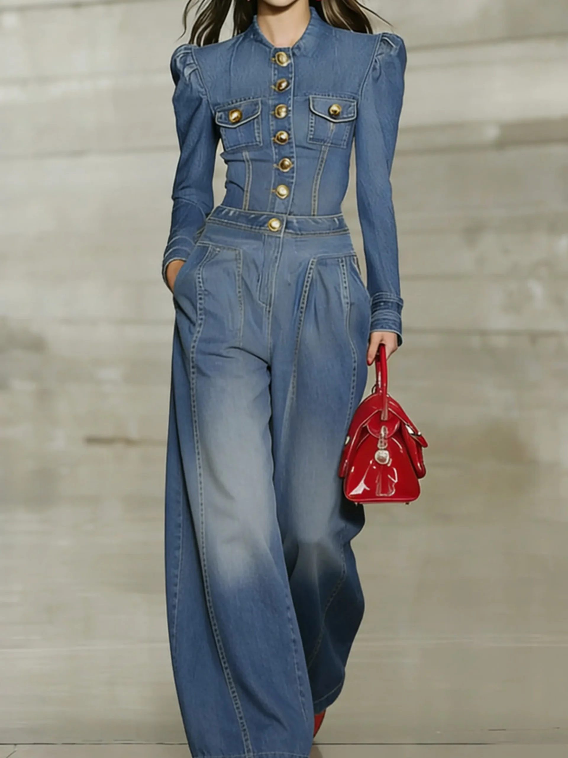 Urban Denim Plain Wide Leg Jeans