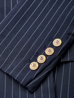 Urban Double Breasted Striped Lapel Collar Blazer