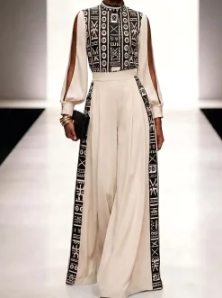 Urban Ethnic Printing Wide Leg Pants