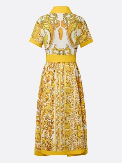 Urban Ethnic Print Tailored Midi Shirt Dress With Belt