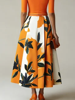 Urban Floral Maxi Skirt With Belt