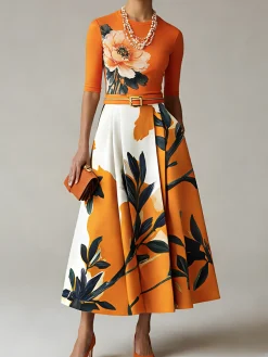 Urban Floral Maxi Skirt With Belt