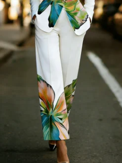 Urban Floral Printing Fashion Straight Pants